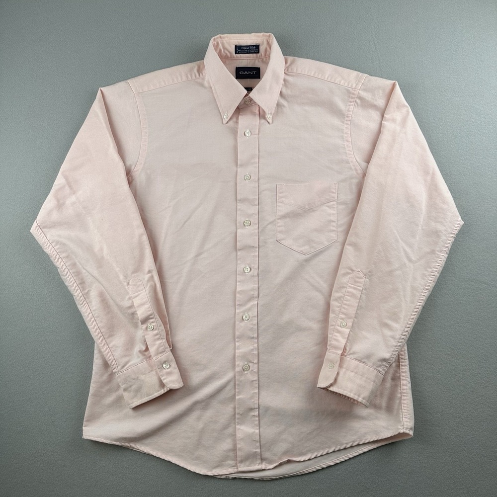 Gant Oxford Club Shirt Men 16-35 Pink Button Down Long Sleeve Cotton Blend